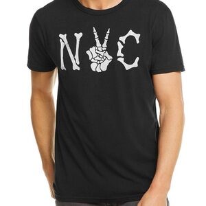 CHASER NYC Skeleton Peace Black Skater Men’s Short Sleeve Tee Lg Cotton Classic